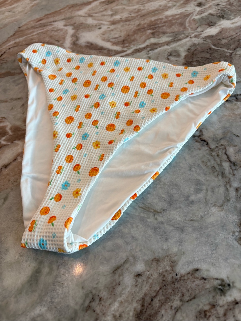 Dippin Daisy Orange Waffle Knit Swimsuit Bikini Bottoms Cheeky High Rise Large - Picture 2 of 9